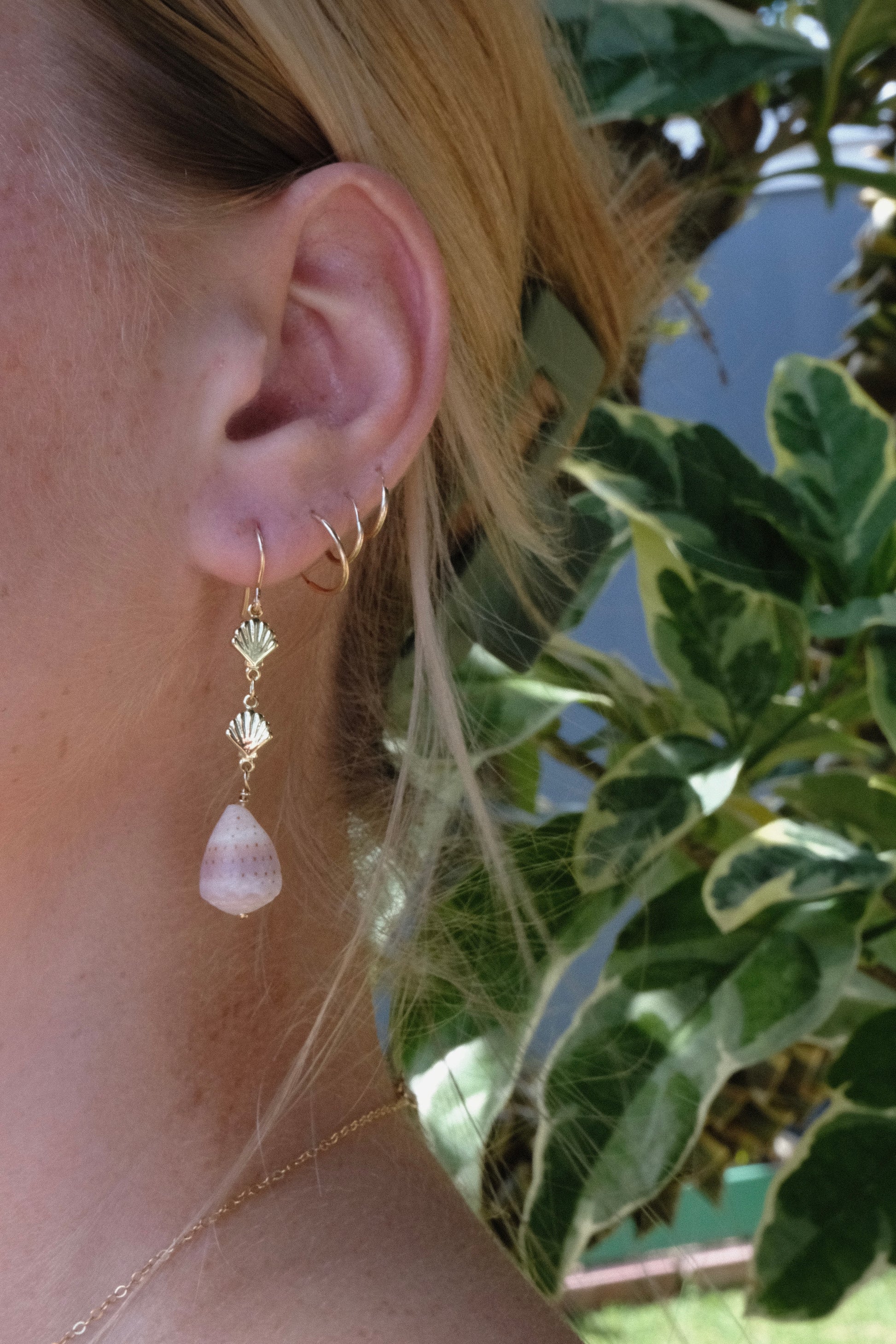 Abbreviated Cone Shell Mermaid Drop Earrings