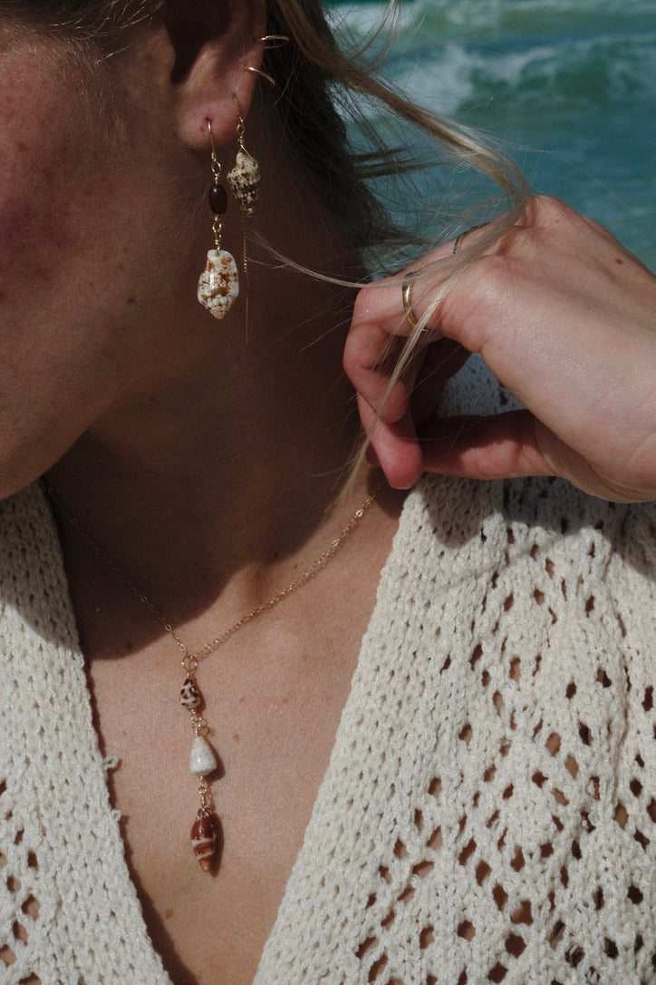 Pūpūmamāiki and Polished Koa Wood Earrings