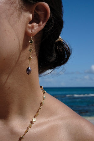 Navy Pearl Mermaid Drop Earrings