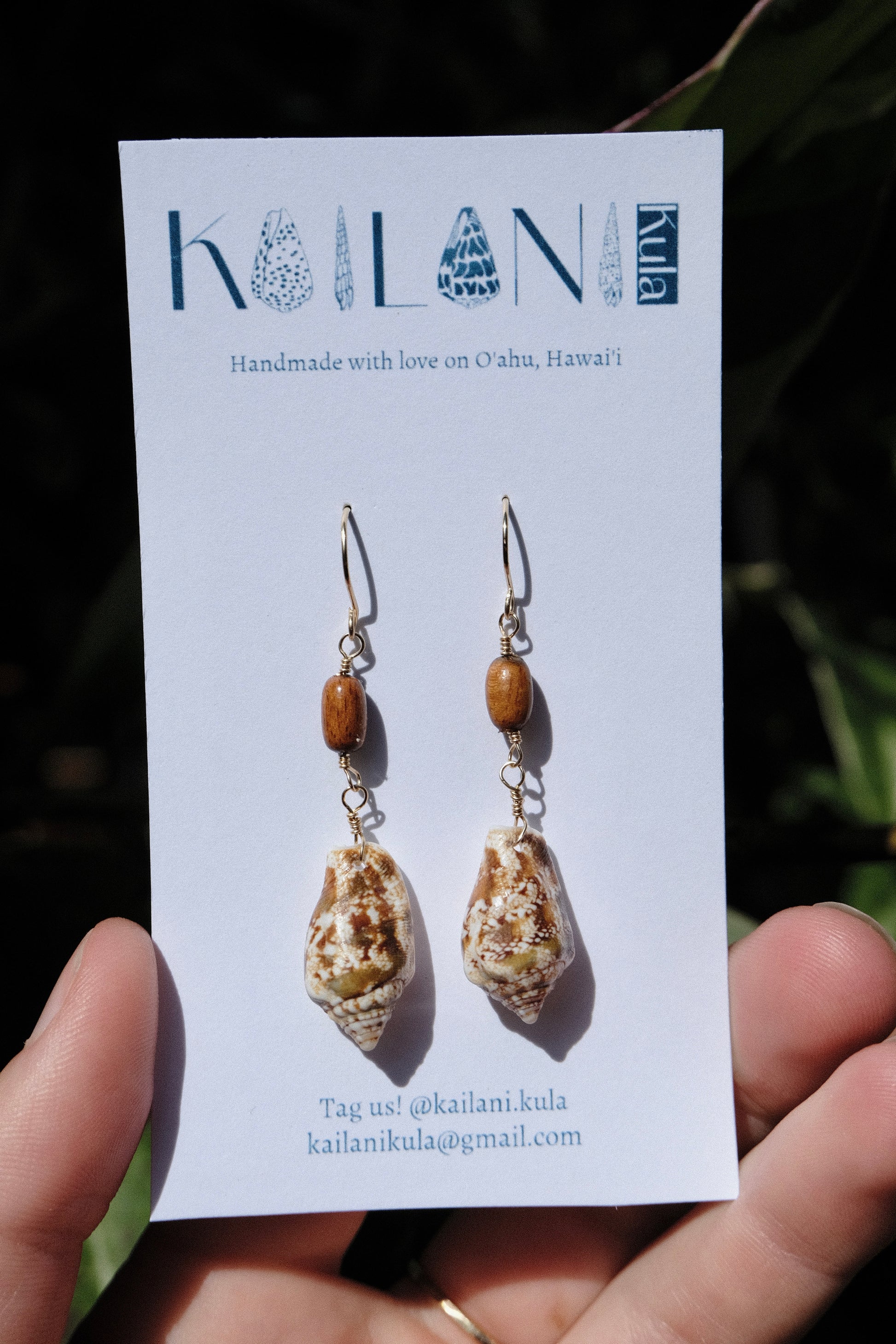 Patterned Pūpūmamāiki and Polished Koa Wood Earrings