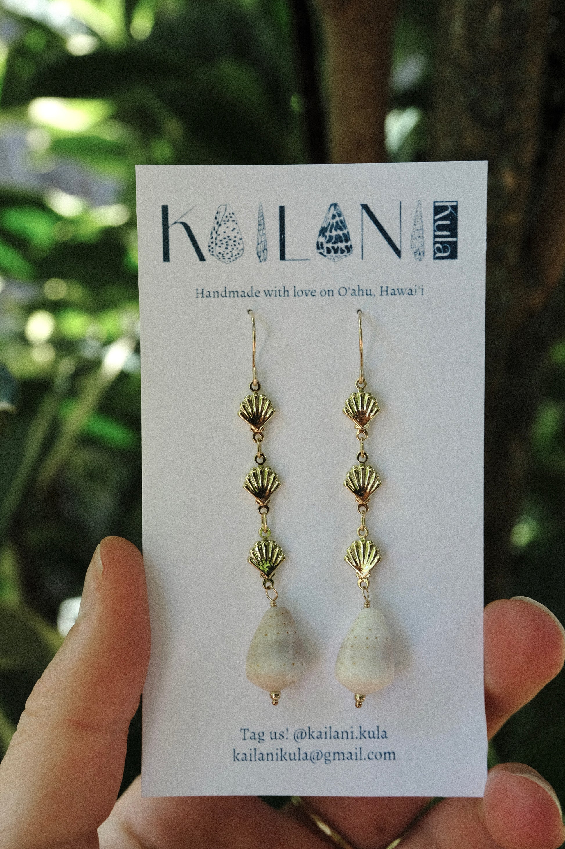 Long Abbreviated Cone Shell Mermaid Drop Earrings