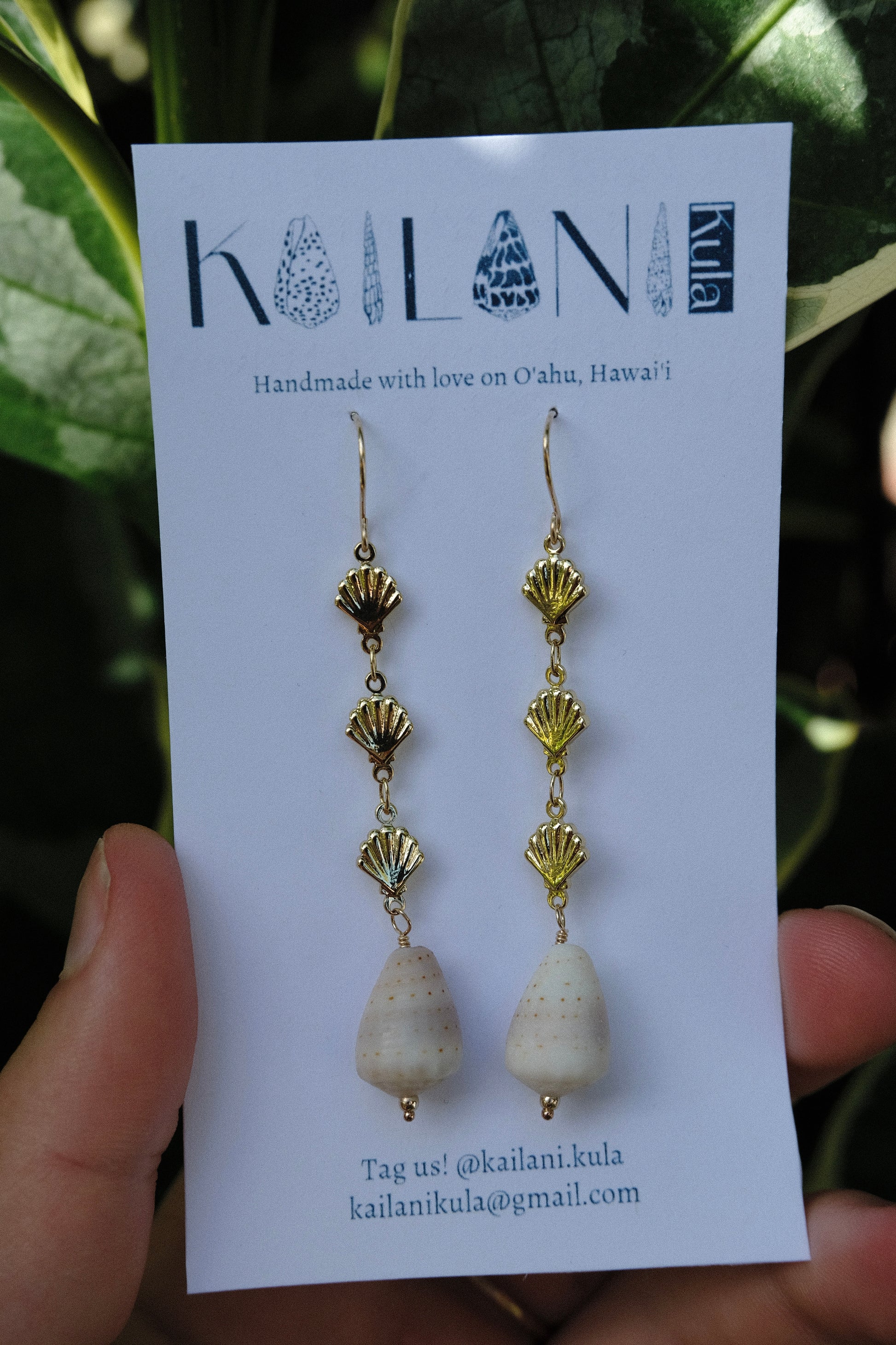 Long Abbreviated Cone Shell Mermaid Drop Earrings